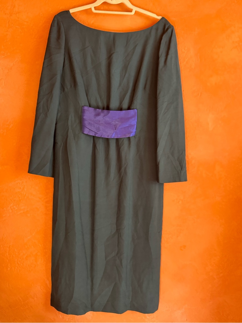 Giorgio Armani 100% Silk Dress Contrast Waist Made in Italy Size 44